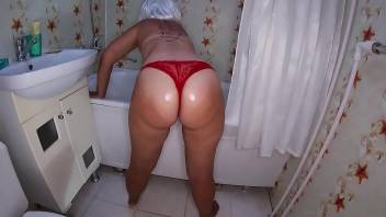 step Son caught mom in bathroom and fucked her big ass